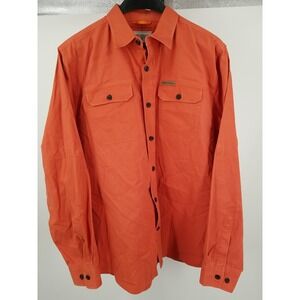 Field & Stream Mens XL Fishing Shirt Solid Orange Long Sleeve Button Up Collared